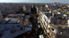 A general view taken with a drone shows part of the rebel-held Idlib city, Syria, June 8, 2017. PHOTO BY REUTERS/Ammar Abdullah