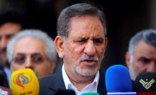 Iranian Vice President Eshaq Jahangiri speaks during a news conference in Najaf, south of Baghdad, February 18, 2015. PHOTO BY REUTERS/Alaa Al-Marjani