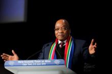 South African President Jacob Zuma speaks at the opening plenary session of the World Economic Forum (WEF) on Africa in Cape Town, June 4, 2015. PHOTO BY Reuters/Sumaya Hisham