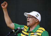 South African President Jacob Zuma addresses supporters of his ruling African National Congress (ANC), at a rally to launch the ANC's local government election manifesto in Port Elizabeth, April 16, 2016. PHOTO BY REUTERS/Mike Hutchings