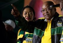 President Jacob Zuma addresses crowds gathered to celebrate his 75th birthday in Kliptown, Johannesburg, South Africa, April 12, 2017. PHOTO BY REUTERS/James Oatway