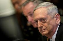 U.S. Defense Secretary James Mattis looks on during a bilateral meeting with South Korean Defense Minister Song Young-Moo at the Pentagon in Arlington, Virginia, U.S., August 30, 2017. PHOTO BY REUTERS/Aaron P. Bernstein