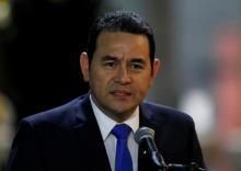 Guatemala's President Jimmy Morales speaks to the media after his arrival at Mariscal Sucre Airport in Quito, Ecuador May 23, 2017 ahead of Ecuadorean president inauguration. PHOTO BY REUTERS/Henry Romero