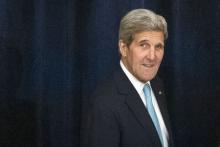 U.S. Secretary of State John Kerry arrives for a high-level United Nations (U.N.) event on Afghanistan, at the Palace Hotel in New York, September 26, 2015. PHOTO BY REUTERS/Stephanie Keith