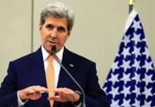 U.S. Secretary of State John Kerry attends a news conference after a meeting on Syria with Russian Foreign Minister Sergei Lavrov in Geneva, Switzerland, August 26, 2016. PHOTO BY REUTERS/Pierre Albouy