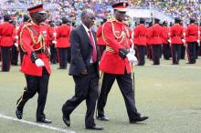 Tanzania's President-elect John Magufuli is escorted at the Uhuru Stadium in Dar es Salaam, November 5, 2015. PHOTO BY REUTERS/Emmanuel Herman