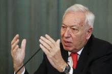 Spanish Foreign Minister Jose Manuel Garcia-Margallo talks to the media during a news conference after a meeting with his Russian counterpart Sergei Lavrov in Moscow, March 10, 2015. PHOTO BY REUTERS/Sergei Karpukhin
