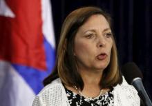U.S. Division of the Ministry of Foreign Affairs Director General Josefina Vidal speaks at a news conference in Washington, after the fourth round of U.S.-Cuba talks to re-establish diplomatic relations and re-open embassies, May 22, 2015. PHOTO BY REUTERS/Yuri Gripas