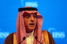 Saudi Arabia's Foreign Minister Adel bin Ahmed Al-Jubeir speaks during the second day of the 14th Manama dialogue, Security Summit in Manama, Bahrain, October 27, 2018. PHOTO BY REUTERS/Hamad l Mohammed