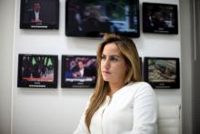 Karma Khayat, vice president of Al-Jadeed television sits during an interview with Reuters in Beirut, Lebanon, September 18, 2015. PHOTO BY REUTERS/Alia Haju