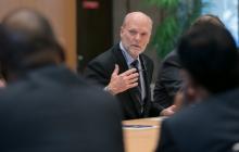 Ken Isaacs, U.S. candidate for Director general of the United Nations' International Organization for Migration (IOM) is pictured in this photo released by U.S. Mission Geneva, in Geneva, Switzerland, June 28 2018. PHOTO BY REUTERS/U.S. Mission Geneva