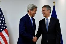 U.S. Secretary of State John Kerry meets with NATO Secretary-General Jens Stoltenberg at the NATO headquarters in Brussels, June 27, 2016. PHOTO BY REUTERS/Eric Vidal