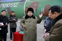 North Korean leader Kim Jong Un meets scientists and technicians in the field of research into nuclear weapons in this undated photo released by North Korea's Korean Central News Agency (KCNA) in Pyongyang March 9, 2016. PHOTO BY REUTERS/KCNA