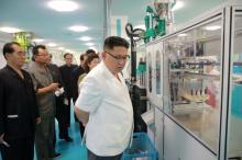 North Korean leader Kim Jong Un visits the newly-built Dental Sanitary Goods Factory in this undated photo released by North Korea's Korean Central News Agency (KCNA), June 20, 2017. PHOTO BY REUTERS/KCNA