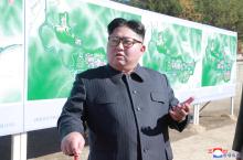 North Korean leader Kim Jong Un inspects a constructions site of Yangdeok, in this undated photo released on October 31, 2018 by North Korea's Korean Central News Agency (KCNA). PHO/TO BY REUTERS/KCNA