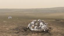 An illustration released by the European Space Agency (ESA) shows the Schiaparelli EDM lander. A European space lander reached Mars on October 19, 2016 in what scientists hope will mark a major milestone in exploration of the Red Planet, but whether it touched down on the surface in good working condition was far from certain. PHOTO BY REUTERS/ESA/ATG medialab