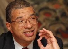 Benin's newly appointed prime minister Lionel Zinsou, speaks during the Reuters Global Mergers and Acquisitions Summit in London, April 4, 2011. PHOTO BY REUTERS/Benjamin Beavan