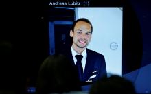 A screen shows a picture of Andreas Lubitz during news conference of Guenter Lubitz in Berlin, Germany, March 24, 2017. PHOTO BY REUTERS/Fabrizio Bensch