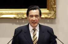 Taiwan's President Ma Ying-jeou speaks during a news conference about protesters' occupation of Taiwan's legislature, at the Presidential Office in Taipei