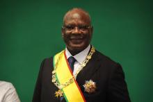 Mali's President Ibrahim Boubacar Keita poses for a picture after being sworn-in as president in Bamako