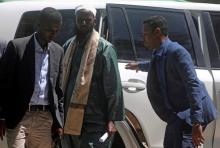 Former al Shabaab leader Mukhtar Robow Abu Mansur (C) arrives for a news conference in Mogadishu, Somalia, August 15, 2017. PHOTO BY REUTERS/Feisal Omar
