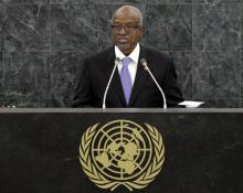 Manuel Serifo Nhamadjo, Interim President of Guinea-Bissau, addresses the 68th United Nations General Assembly at U.N. headquarters in New York