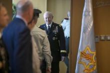 General Martin E. Dempsey, chairman of the Joint Chiefs of Staff, arrives to deliver a statement after a welcoming ceremony in Tel Aviv, June 9, 2015. PHOTO BY REUTERS/Baz Ratner