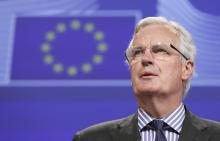 Michel Barnier addresses a news conference at the EU Commission headquarters in Brussels, April 9, 2014. PHOTO BY REUTERS/Francois Lenoir