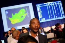 Democratic Alliance leader Mmusi Maimane looks on at the result center in Pretoria, South Africa, August 4, 2016. PHOTO BY REUTERS/Siphiwe Sibeko