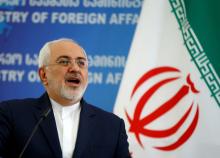 Iranian Foreign Minister Mohammad Javad Zarif speaks to the media in Tbilisi, Georgia, April 18, 2017. PHOTO BY REUTERS/David Mdzinarishvili