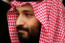 Saudi Arabia's Crown Prince Mohammed bin Salman leaves the Hotel Matignon in Paris, France, April 9, 2018. PHOTO BY REUTERS/Charles Platiau