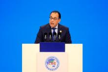 Egyptian Prime Minister Mostafa Madbouly speaks at the opening ceremony for the first China International Import Expo (CIIE) in Shanghai, China, November 5, 2018. PHOTO BY REUTERS/Aly Song