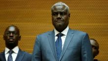 Newly elected African Union Commission Chairman, Chadian Foreign Minister Moussa Faki Mahamat attends his swearing-in ceremony at the African Union (AU) headquarters in Ethiopia's capital, Addis Ababa, March 14, 2017. PHOTO BY REUTERS/Tiksa Negeri