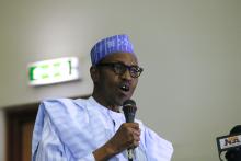 Opposition presidential candidate Muhammadu Buhari, of the All Progressives' Congress (APC), addresses the APC leadership meeting in Abuja, February 17, 2015. PHOTO BY REUTERS/Afolabi Sotunde