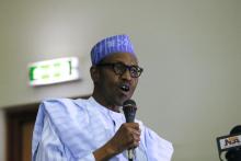 Opposition presidential candidate Muhammadu Buhari, of the All Progressives' Congress (APC), addresses the APC leadership meeting in Abuja, February 17, 2015. PHOTO BY REUTERS/Afolabi Sotunde