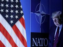 U.S. President Donald Trump arrives to hold a news conference after participating in the NATO Summit in Brussels, Belgium, July 12, 2018. PHOTO BY REUTERS/Reinhard Krause