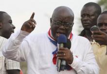New Patriotic Party (NPP) leader Nana Akufo-Addo speaks during a meeting to contest the presidential election results, at Kwame Nkrumah Circle in Accra, December 11, 2012. PHOTO BY REUTERS/Luc Gnago