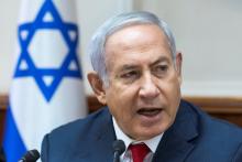 Israeli Prime Minister Benjamin Netanyahu attends the weekly cabinet meeting at his office in Jerusalem, August 12, 2018. PHOTO BY REUTERS/Jim Hollander