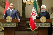 Iran's President Hassan Rouhani speaks during a news conference with Iraq's President Barham Salih in Tehran, Iran, November 17, 2018. PHOTO BY REUTERS/Official President website