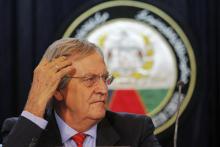 Nicholas Haysom listens to a question during a news conference in Kabul, August 8, 2012. PHOTO BY REUTERS/Omar Sobhani