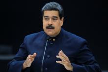 Venezuela's President Nicolas Maduro speaks during a meeting with the ministers responsible for the economic sector at Miraflores Palace in Caracas, Venezuela, March 22, 2018. PHOTO BY REUTERS/Marco Bello