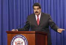 Venezuela's President Nicolas Maduro addresses the audience at the Diplomatic Centre in Port-of-Spain, February 24, 2015. PHOTO BY REUTERS/Andrea De Silva