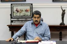 Venezuela's President Nicolas Maduro attends a Council of Ministers meeting at Miraflores Palace in Caracas, Venezuela, May 13, 2016. PHOTO BY REUTERS/Miraflores Palace