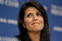 South Carolina Governor Nikki Haley speaks at the National Press Club in Washington, U.S., September 2, 2015. PHOTO BY REUTERS/Kevin Lamarque