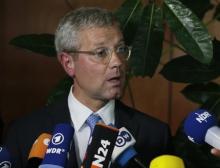 German Chairman of the parliamentary subcommittee for foreign affairs Norbert Roettgen holds a news conference at the German Embassy in Washington, July 9, 2014. PHOTO BY REUTERS/Gary Cameron