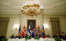 U.S. President Barack Obama holds a multilateral meeting with Nordic leaders in the State Dining Room of the White House in Washington, U.S., May 13, 2016. PHOTO BY REUTERS/Kevin Lamarque