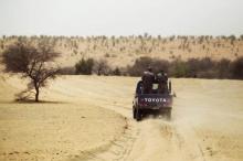 Gendarmes patrol a desert area about 40 km (25 m) from the border with Mali, in Mauritania, in this 2012 file photo. PHOTO BY REUTERS/Joe Penney