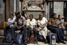 Performers from the HEbE Foundation charity prepare to perform during a Service of Thanksgiving to mark the 70th anniversary of the landing of the Windrush, at Westminster Abbey, London, Britain, June 22, 2018. PHOTO BY REUTERS/Niklas Halle'n