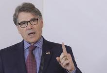 U.S. Energy Secretary Rick Perry speaks during the Three Seas Initiative Summit in Bucharest, Romania, September 18, 2018. PHOTO BY REUTERS/Inquam Photos/Octav Ganea