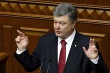 Ukrainian President Petro Poroshenko speaks during his annual state of the nation address to parliament in Kiev, Ukraine, June 4, 2015. PHOTO BY REUTERS/Valentyn Ogirenko
